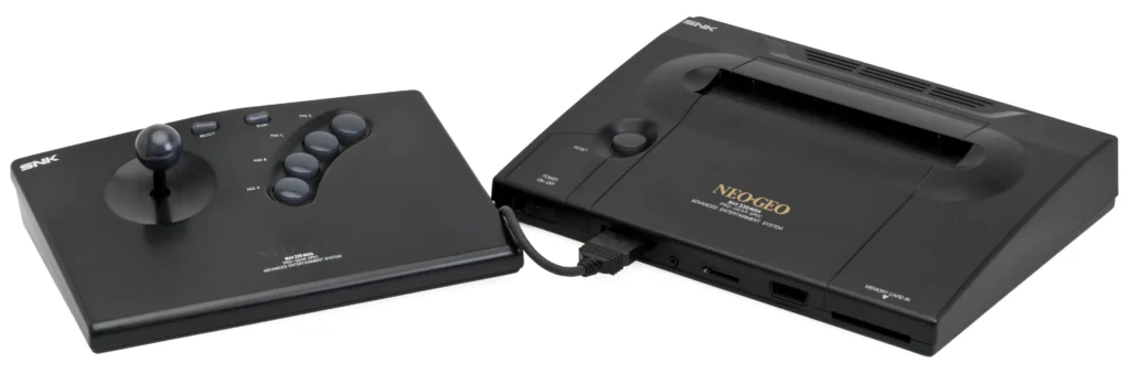 Consola Neo Geo AES original de SNK lanzada en 1990.